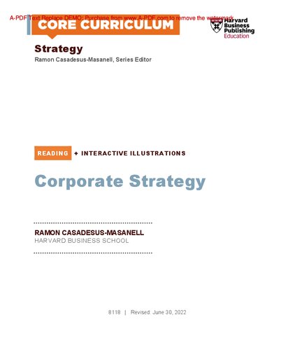 Core Curriculum Series 
Corporate Strategy