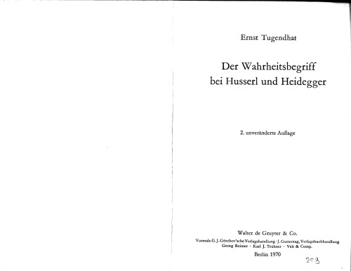 Der Wahrheitsbegriff bei Husserl und Heidegger