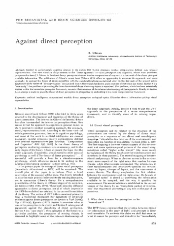 Against direct perception  (Article, Peer Commentary, Author's Response)