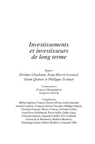 Investissements et investisseurs de long terme