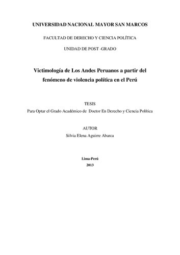 Victimología de Los Andes Peruanos a partir del fenómeno de violencia política en el Perú