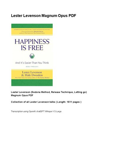 Lester Levenson (Sedona Method) Magnum Opus PDF