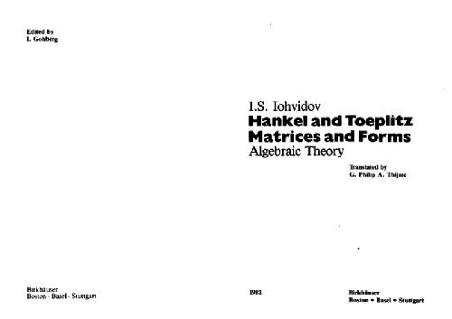 Hankel and Toeplitz matrices and forms: algebraic theory