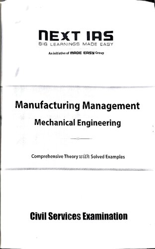 Manufacturing Management Mechanical Engineering Optional Study Material UPSC CSE