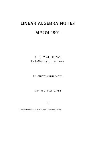 Elementary linear algebra: lecture notes