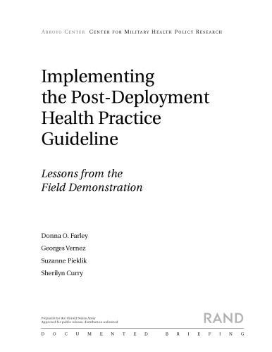 Implementing the Post-Deployment Health Practice Guideline: Lessons from the Field Demonstration