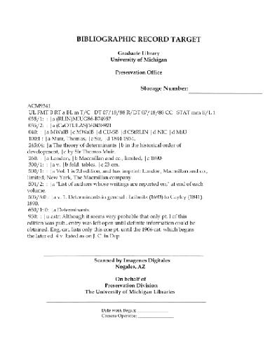 Theory of determinants. Determinants in general (1693-1841)