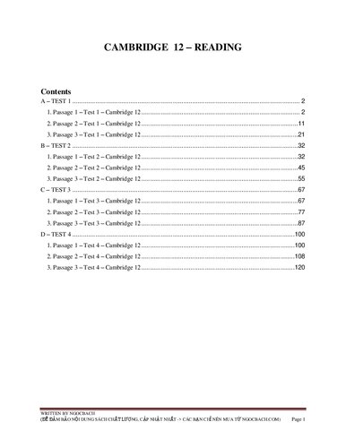 Giải thích Cambridge IELTS 12 - Reading