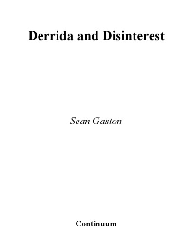 Derrida and Disinterest