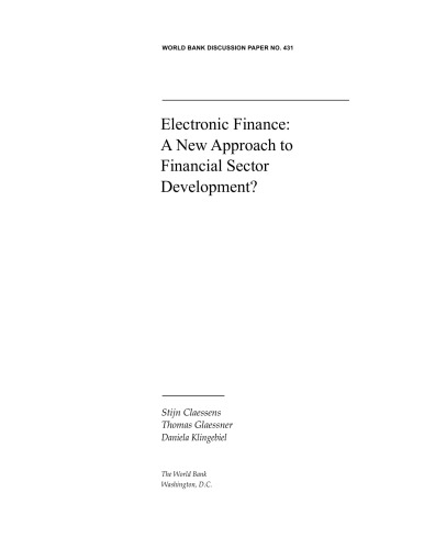 Electronic Finance: A New Approach to Financial Sector Development (World Bank Discussion Paper)