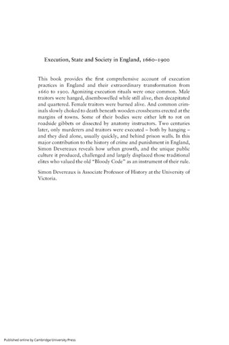 Execution, State and Society in England, 1660–1900