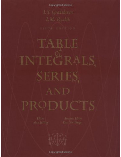 Table of Integrals, Series, and Products, Fifth Edition