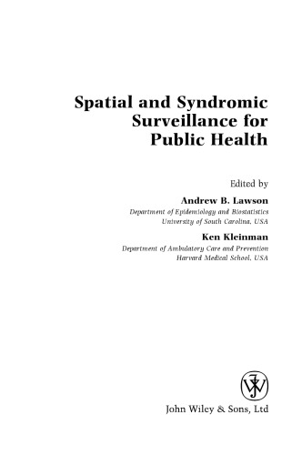 Spatial and Syndromic Surveillance for Public Health