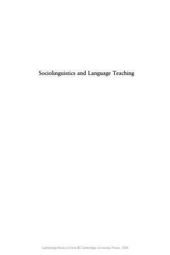 Sociolinguistics and Language Teaching (Cambridge Applied Linguistics)