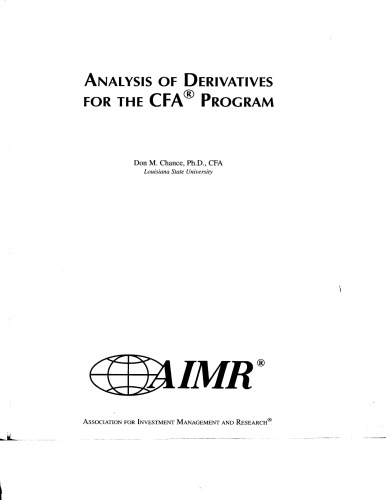 Analysis of Derivatives for the CFA Program