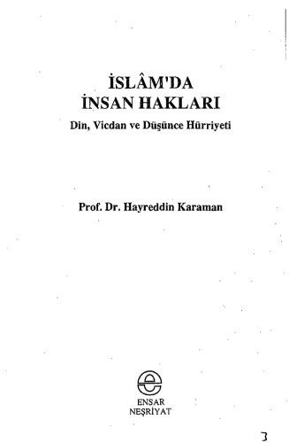 islâm'da insan hakları : din vicdan ve düşünce hürriyeti