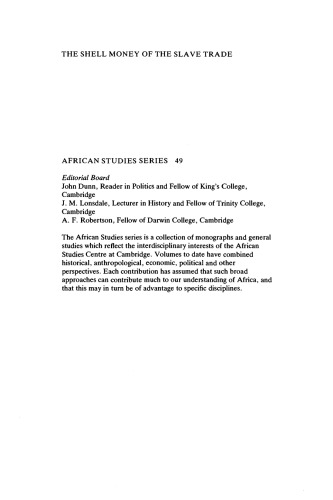 The Shell Money of the Slave Trade (African Studies)