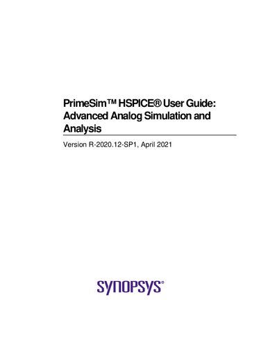 PrimeSim™ HSPICE® User Guide: Advanced Analog Simulation and Analysis