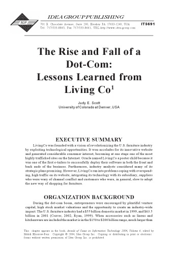 The rise and fall of a dot-com lessons learned from Living Co