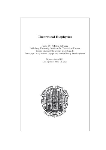 [Manuscript] Theoretical Biophysics