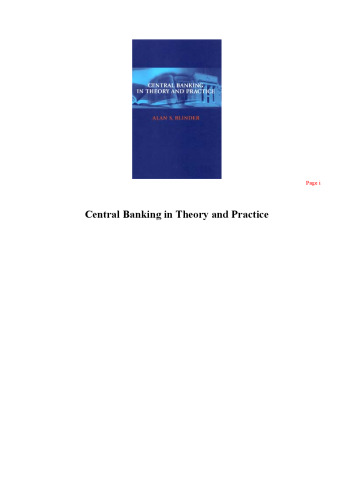 Central Banking in Theory and Practice (Lionel Robbins Lectures)