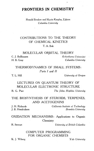 Molecular Orbital Theory: An Introductory Lecture Note and Reprint Volume