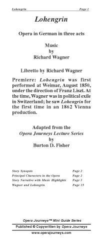 Lohengrin (Opera Journeys Mini Guide Series)