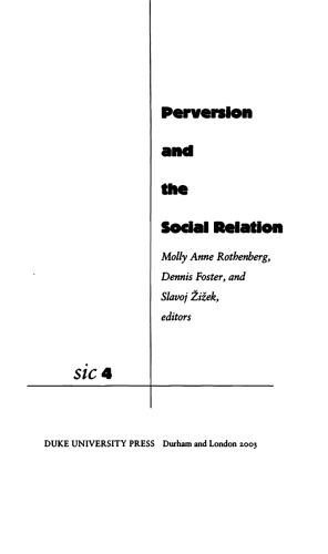 Perversion and the Social Relation  (Series: SIC 4)