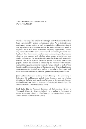 The Cambridge Companion to Puritanism (Cambridge Companions to Religion)