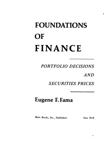 Foundations of Finance: Portfolio Decisions and Securities Prices 1976-06