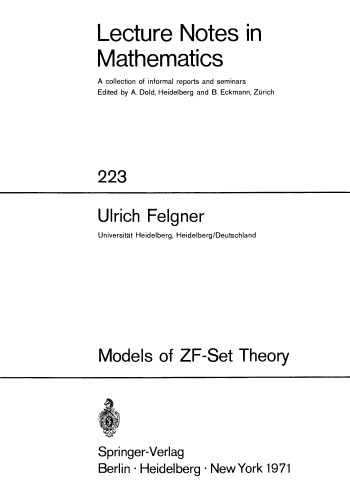 Models of ZF-Set Theory