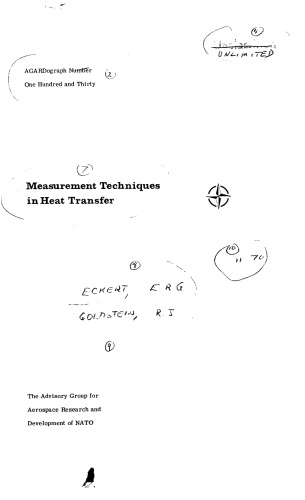 Measurement techniques in heat transfer (AGARDograph)