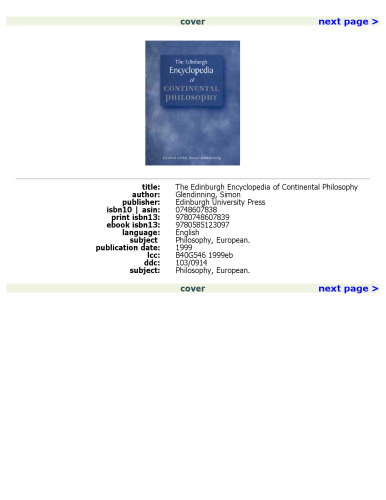 The Edinburgh Encyclopedia of Continental Philosophy