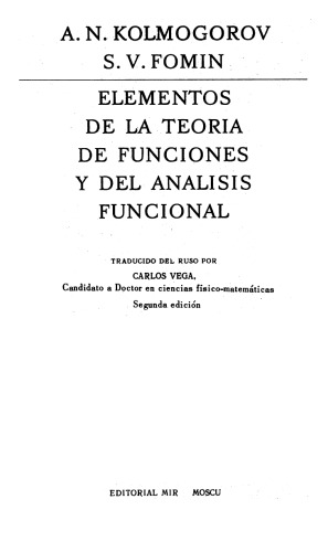 Elementos de la teoria de funciones y del analisis funcional