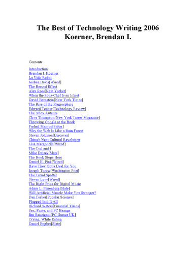 The Best of Technology Writing 2006  Writing & Journalism