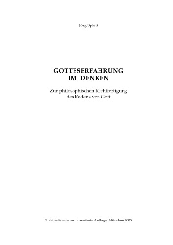 Gotteserfahrung im Denken: Zur philosophischen Rechtfertigung des Redens von Gott