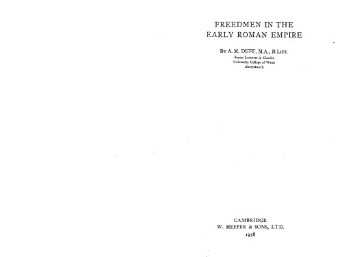 Freedmen in the Early Roman Empire