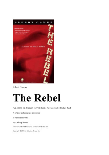 The Rebel: An Essay on Man in Revolt