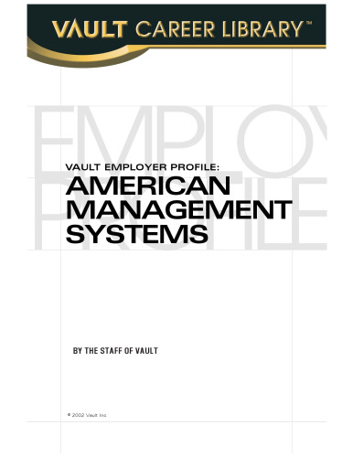 VEP: American Management Systems 2003 (Vault Employer Profile)