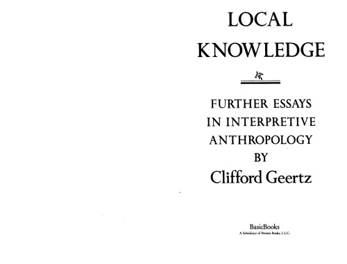 Local Knowledge: Further Essays in Interpretive Anthropology