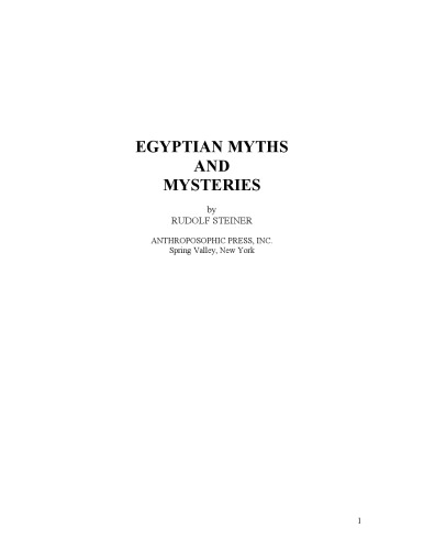 Egyptian Myths and Mysteries