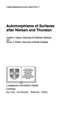 Automorphisms of Surfaces after Nielsen and Thurston