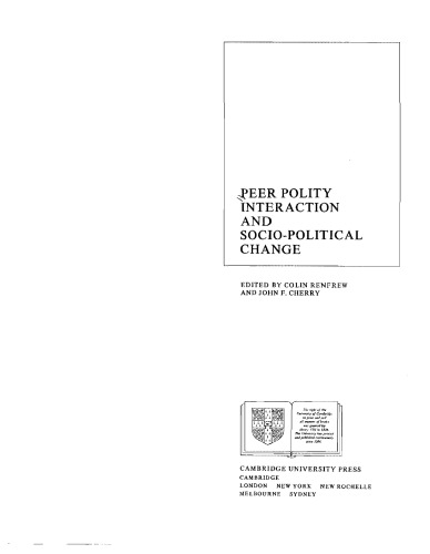 Peer Polity Interaction and Socio-political Change (New Directions in Archaeology)