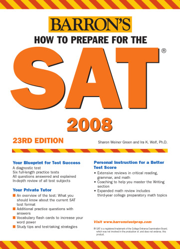 How to Prepare for the SAT: 2007-2008 (Barron's How to Prepare for the Sat I (Book Only))