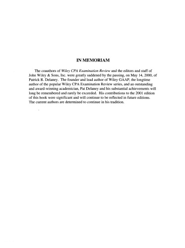 Wiley Cpa Examination Review, 2001: Accounting and Reporting : Taxation, Managerial, Governmental, and Not-For-Profit Organizations (Wiley Cpa Examiantion Review. Accounting and Reporting)