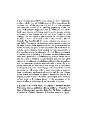 The Rise of Supernatural Fiction, 1762-1800