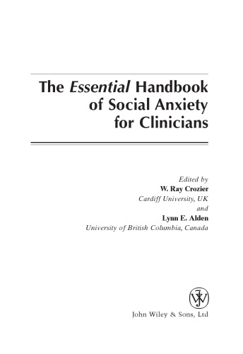 The Essential Handbook of Social Anxiety for Clinicians