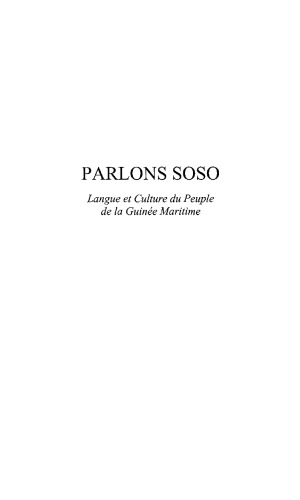 Parlons soso: langue et culture du peuple de la Guinée maritime