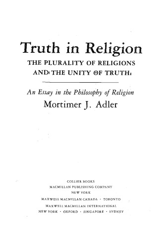 Truth in Religion: The Plurality of Religions and the Unity of Truth