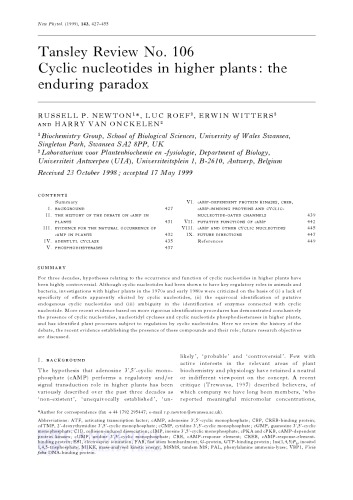 Cyclic nucleotides in higher plants- the enduring paradox